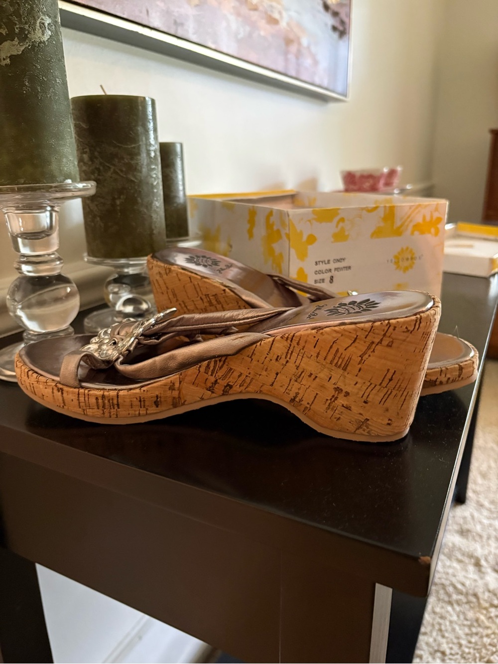 Women’s Yellow Box Cindy Wedge Sandals in Pewter - 8 - Picture 5 of 8